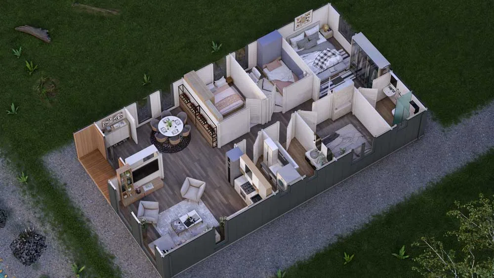4 bed modular homes UK - Hybrid-Four-Bed-Log-Cabins--Top-Viewr