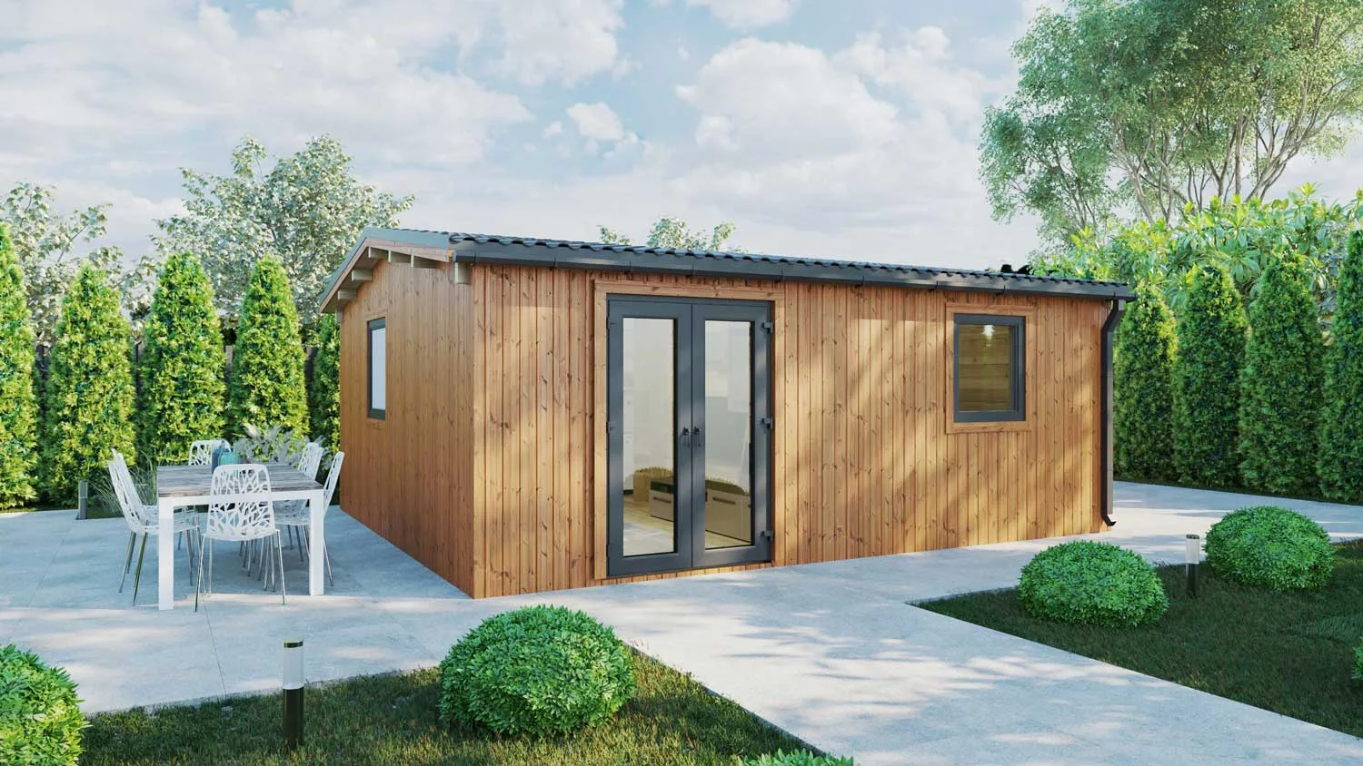 Loghouse - One-Bed-Flat Pack Log Cabins UK